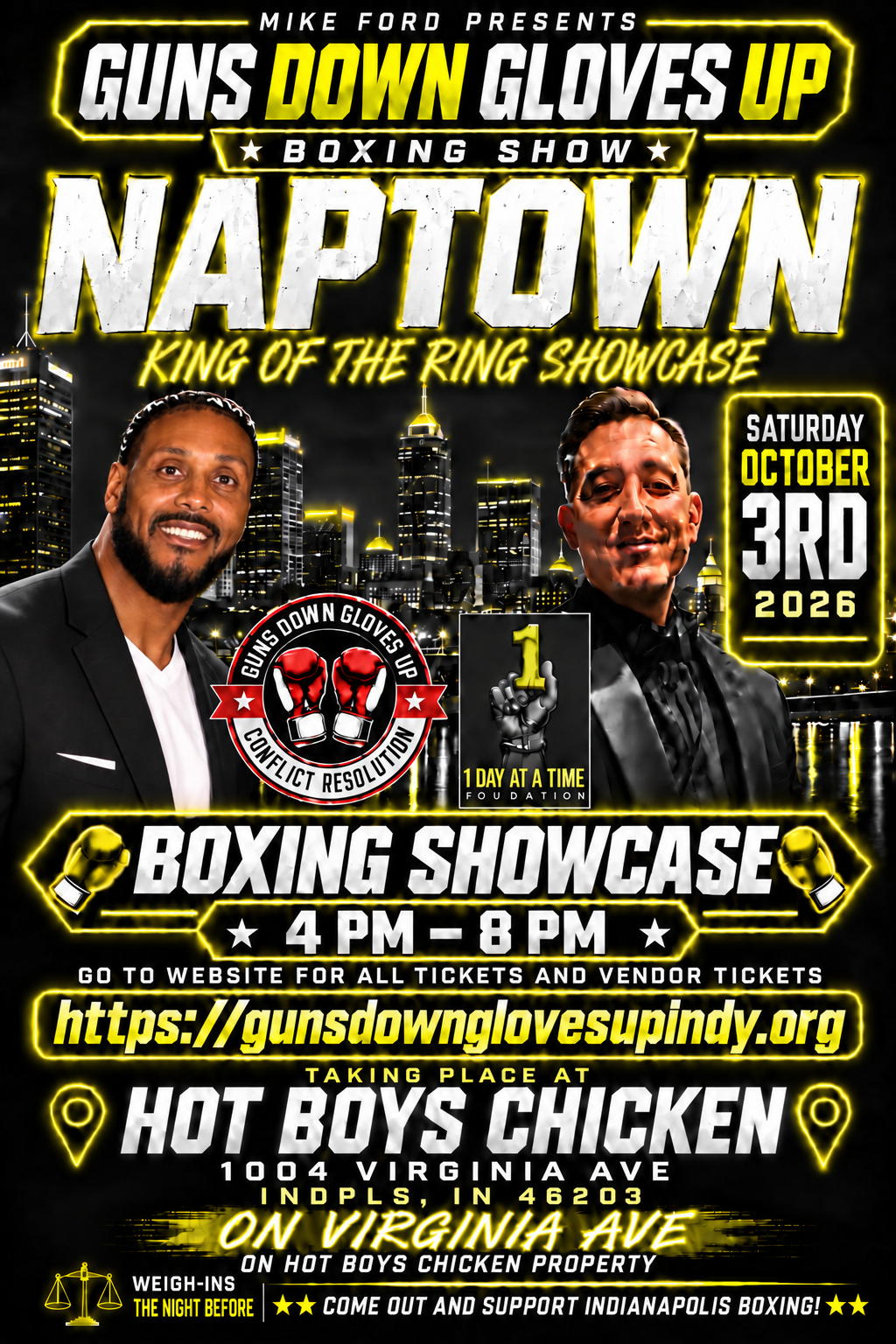 Evening showcase flyer for October 3